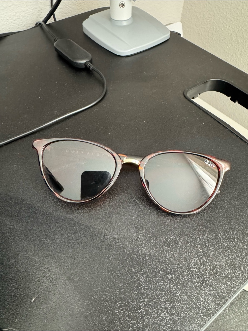 Quay Australia Cat-Eye Sunglasses in Tortoiseshell and Gold Trim